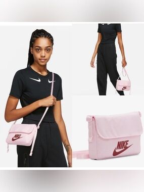 Nike Light Pink Crossbody Messenger Bag with Maroon Logo